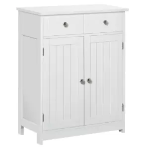 image of Kleankin 75X60Cm Freestanding Bathroom Storage Cabinet Unit With 2 Drawers White