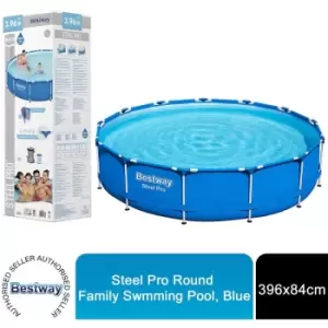 image of Bestway - Steel Pro Round Family Swimming Pool Set with Filter Pump 396x84cm, Blue