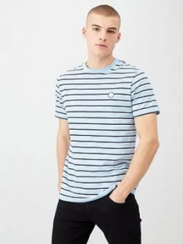 image of Pretty Green Complex Stripe T-Shirt - Blue