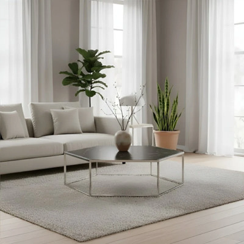 Image of Orsina Piermount Silver Frame Hexagon Coffee Table