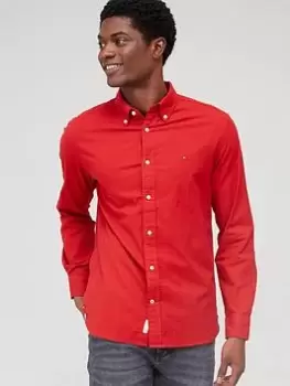 Image of Tommy Hilfiger 1985 Flex Oxford Regular Fit Shirt - Red, Red Size M Men