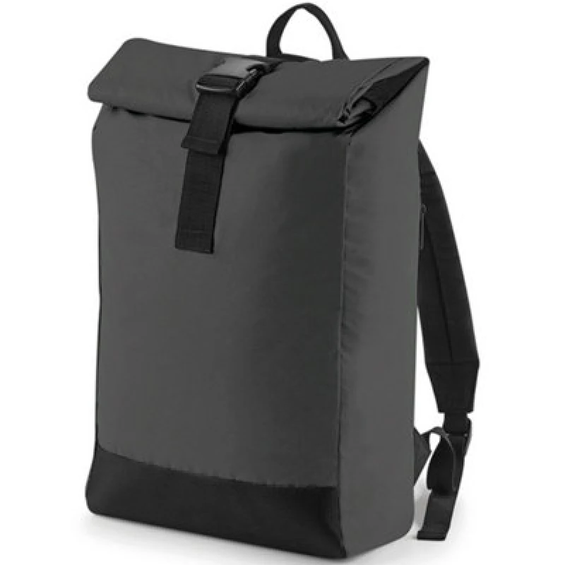 Image of Bagbase Reflective Roll Top Backpack Black/reflective (One Size)