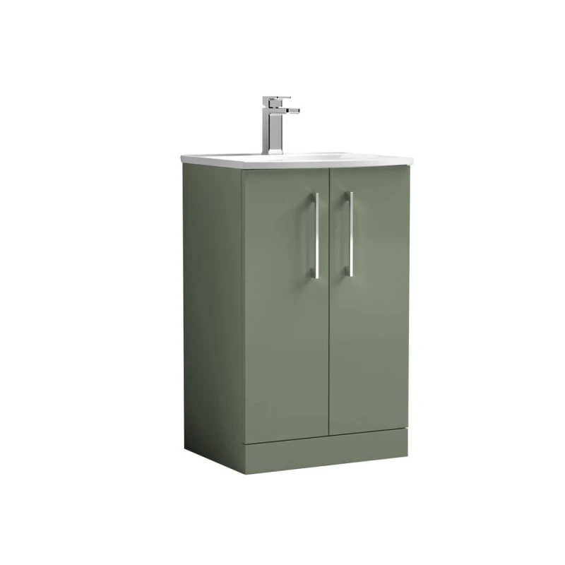 Image of Balterley Bathroom 2 Soft Close Door Floor Vanity Unit Basin, Green, 500mm in Green Green Unisex