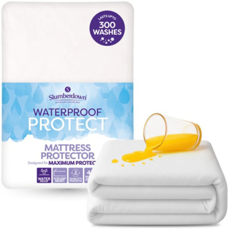 Image of Slumberdown Slumberdown Waterproof Protect Mattress Protector in White Size: Double White Double Unisex 5012924079999