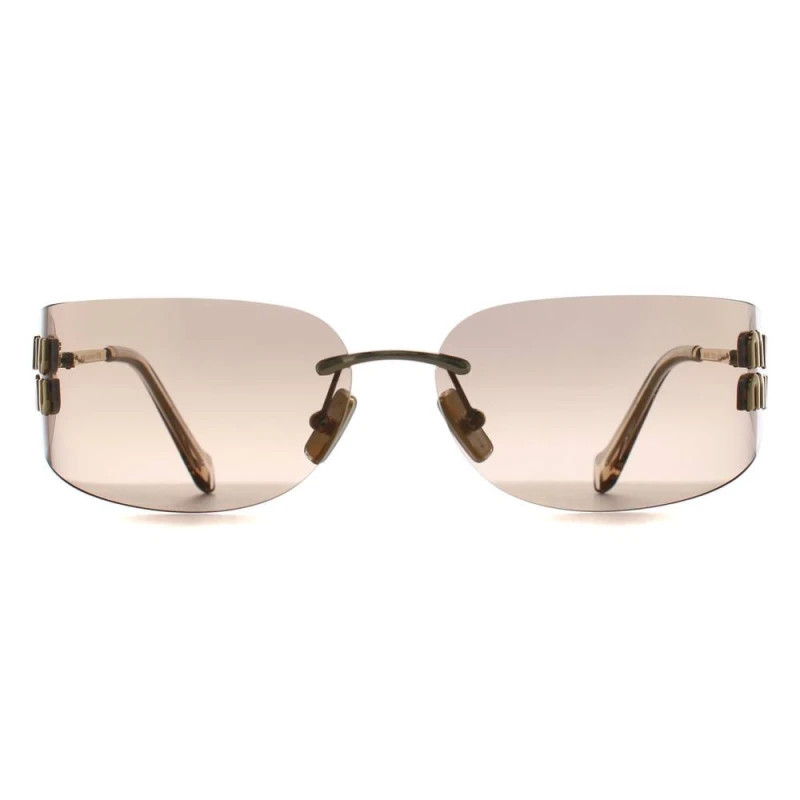 Image of Miu Miu Miu Miu Women Rectangle Gold Bronze Mirror Gradient MUA51S Gold One Size Female 8056262412367
