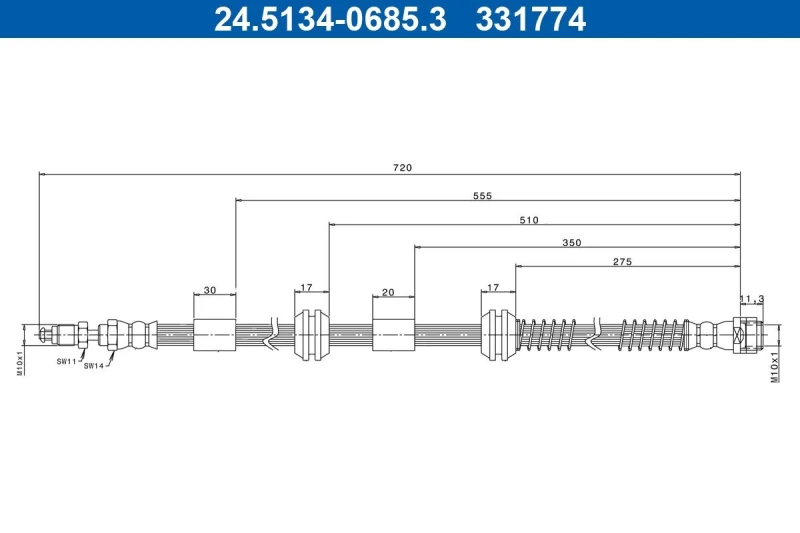 Image of Brake hose ATE 24.5134-0685.3