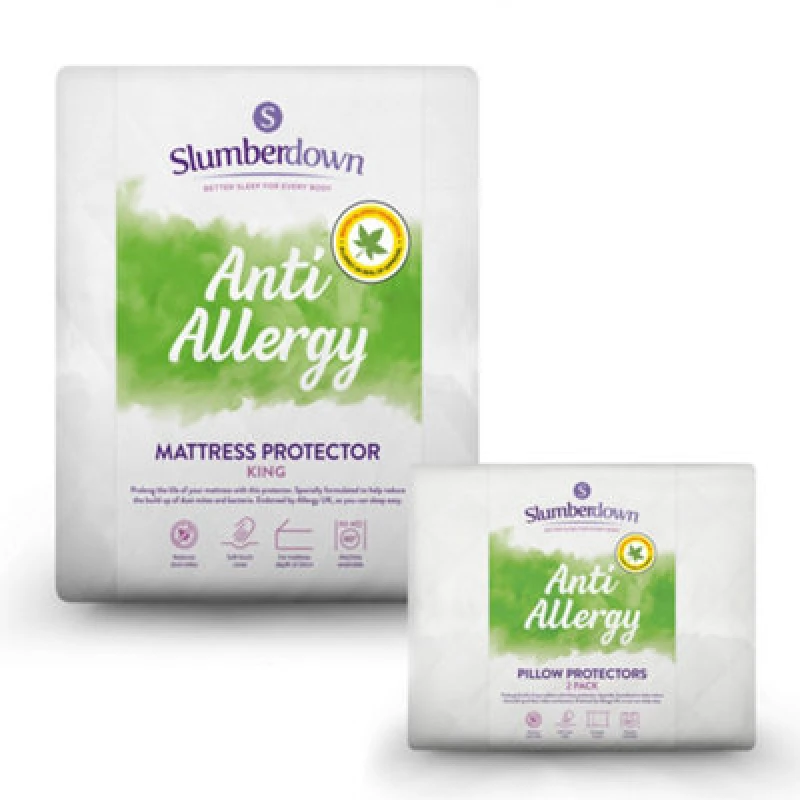 Image of Slumberdown Slumberdown Anti Allergy Mattress Protector With 2 Pillow Protectors in White Size: Single Fitted White Single Fitted Unisex 50605438649