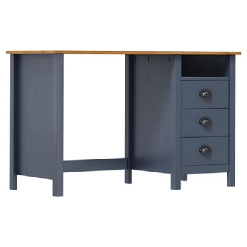 Image of VIDAXL Desk Hill with 3 Drawers Grey 120x50x74cm Solid Pine Wood Vidaxl 8719883910635
