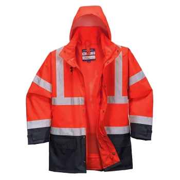Image of Oxford Weave 300D Class 3 Hi Vis 5-in1 Executive Jacket Red / Navy 2XL