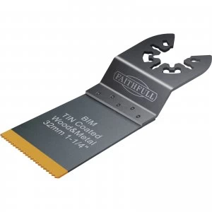 Image of Faithfull MFBM32 BiM Flush Cut Titanium Nitride Coated Plunge Saw Blade 32mm Pack of 1