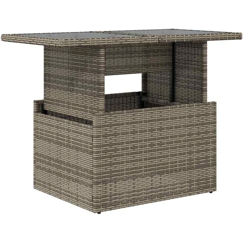 Image of VIDAXL Garden Table with Glass Top Grey 100x55x73cm Poly Rattan Vidaxl 8721012335066