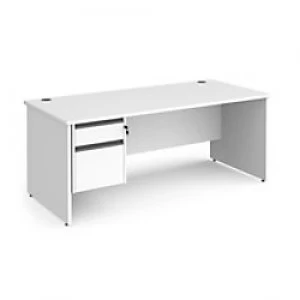 image of Dams International Straight Desk with White MFC Top and Graphite Frame Panel Legs and 2 Lockable Drawer Pedestal Contract 25 1800 x 800 x 725mm