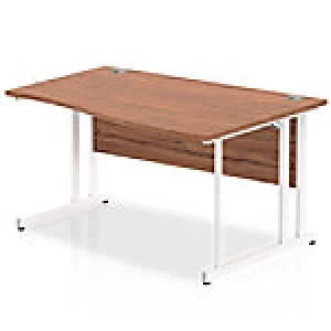 Image of Impulse 1400 Right Hand White Cantilever Leg Wave Desk Walnut