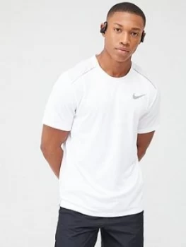 Image of Nike Dry Miler Running T-Shirt - White