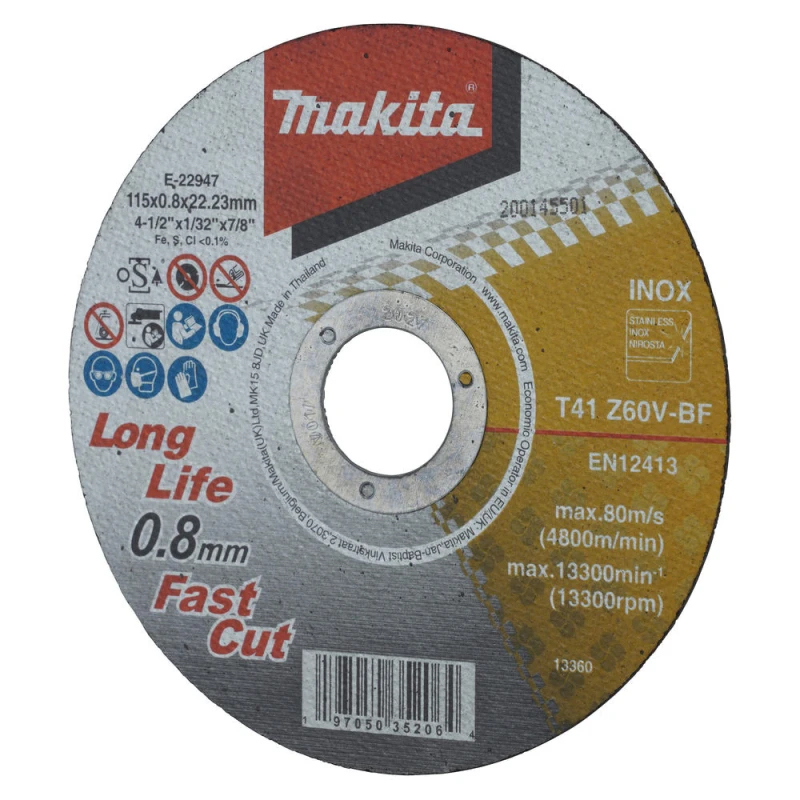 Image of Makita Z60V Thin Stainless Steel Cutting Discs E-22947 Diameter: 115mm