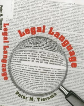 Image of Legal Language by Peter M. Tiersma Paperback