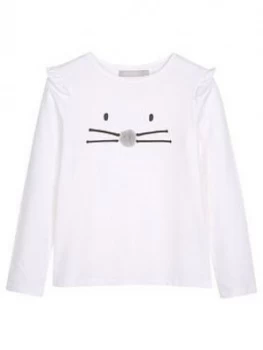 Image of Mintie by Mint Velvet Girls Animal Face Long Sleeve T-Shirt - Ivory, Size Age: 3-4 Years, Women
