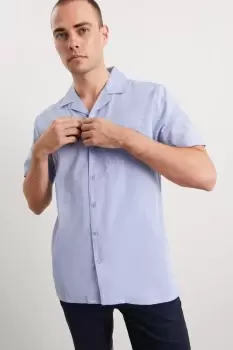 Image of Mens Light Blue Slim Fit Chambray Shirt