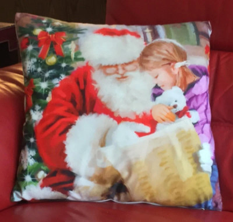 Image of Luxury Living Santa & Child 18" Christmas Cushion