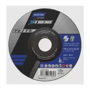 image of 125x2.5x22.23mm NOR-XTREME CUTTING DISC A36V TYPE 42