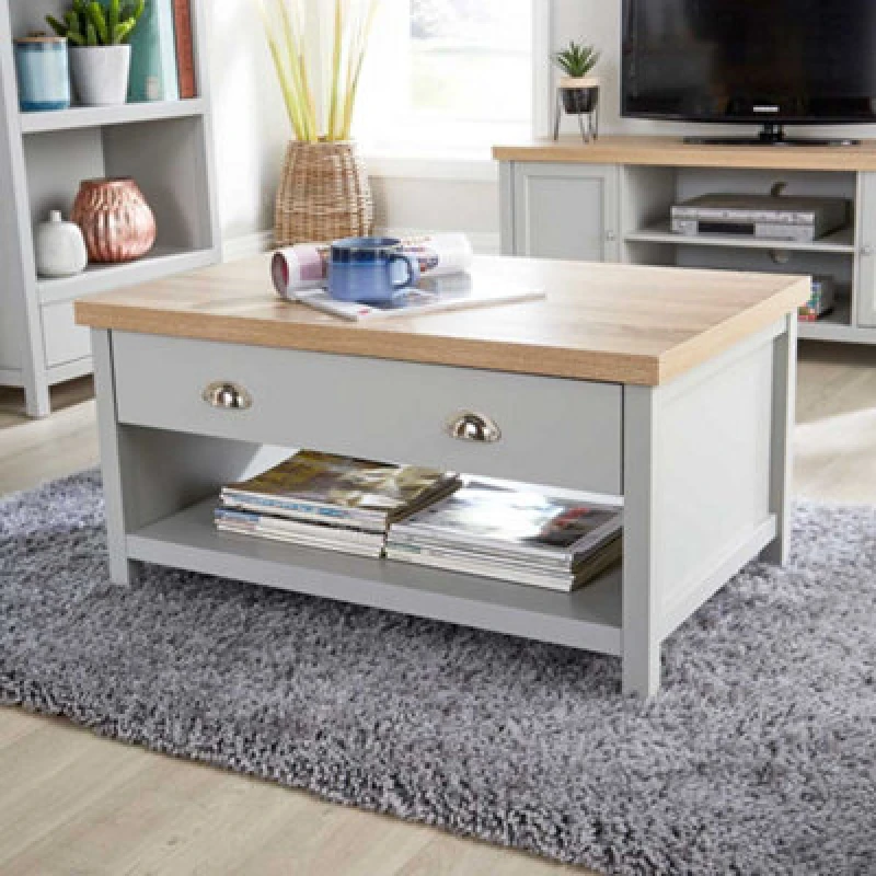 Image of Home Source Avon 2 Drawer Coffee Table Grey