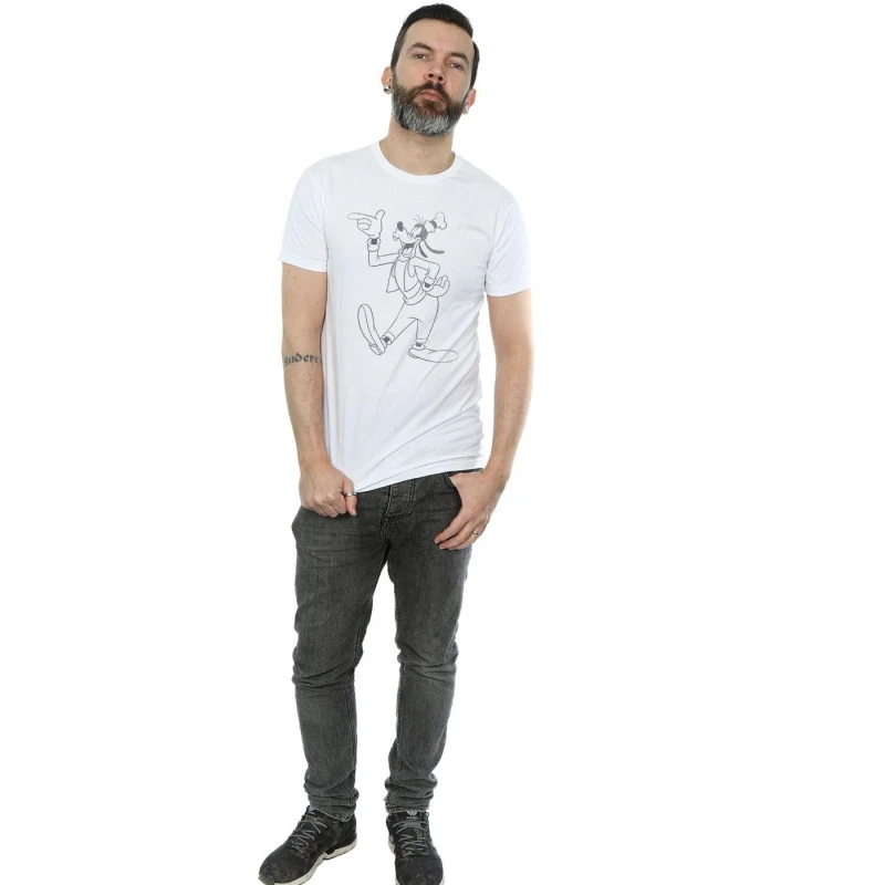 Image of Disney Men Goofy Classic Baseball T-Shirt in White Size: Small White S Male 5057245541657