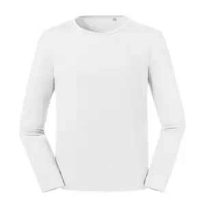Image of Russell Mens Pure Organic Long Sleeve T-Shirt (XXL) (White)