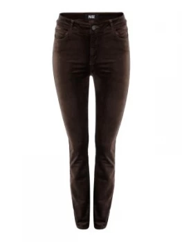 image of Paige Hoxton Velvet Skinny Jeans In Deep Juniper Khaki