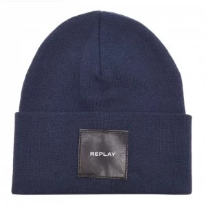 image of Replay Logo Beanie - Navy 499