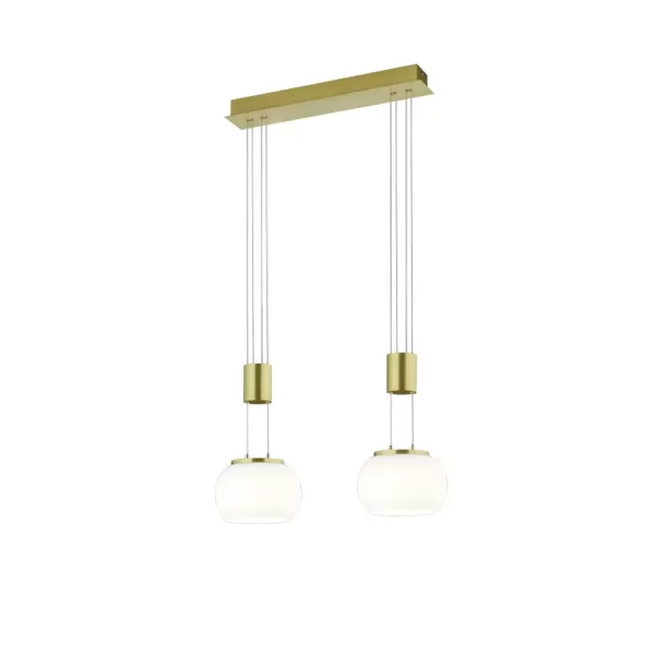 image of Madison Modern 2 Light Bar Pendant Ceiling Light Brass Matt 3000K