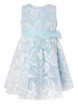 Monsoon Baby Girls Sophia Blue Butterfly Lace Dress - Blue, Size 6-12 Months