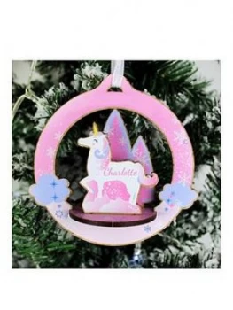 image of Personalised 3D Unicorn Christmas Decoration