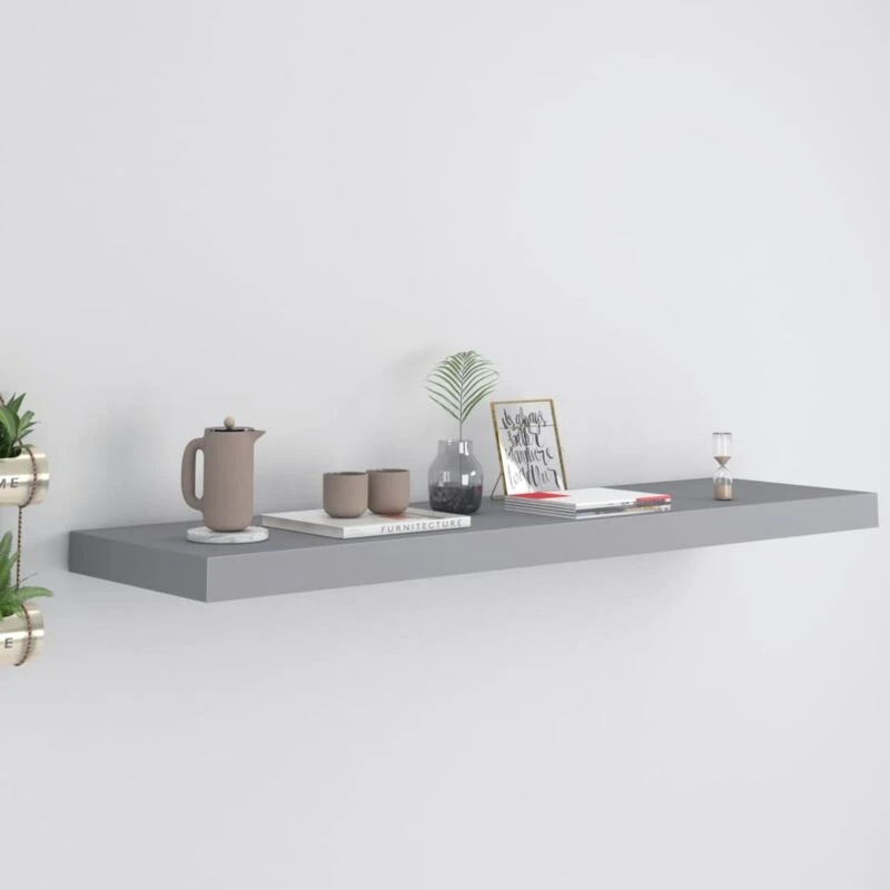 Image of VIDAXL Floating Wall Shelf Grey 90x23.5x3.8cm MDF vidaXL 8720286074909