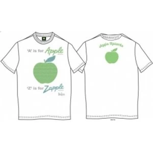 Image of A is for Apple Mens White Vintage Print T Shirt: Large
