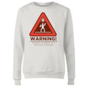 Image of Warning Dad Dancing Womens Sweatshirt - White - 5XL