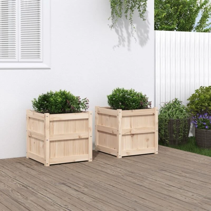 Image of vidaXL Garden Planters 2pc Solid Pine, Brown 837415