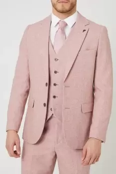 Image of Mens Slim Fit Pink Tweed Suit Jacket