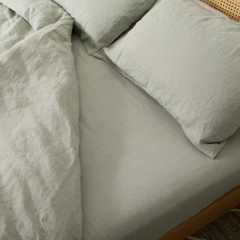 Image of Native Natural Stone King 100% Linen Fitted Sheet (160x200cm) Size: King Fitted Stone Unisex King Fitted