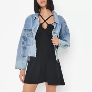 image of Missguided Cross Halterneck Mini Dress - Black