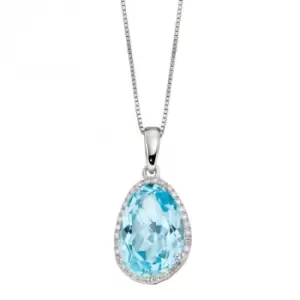 image of 9ct White Gold Irregular Shaped Blue Topaz Diamond Pendant GP2288T