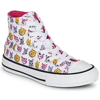 Converse CHUCK TAYLOR ALL STAR JUNGLE CATS HI Girls Childrens Shoes (High-top Trainers) in White,4,5,9.5 toddler,10 kid,11 kid,11.5 kid,12 kid,13 kid,