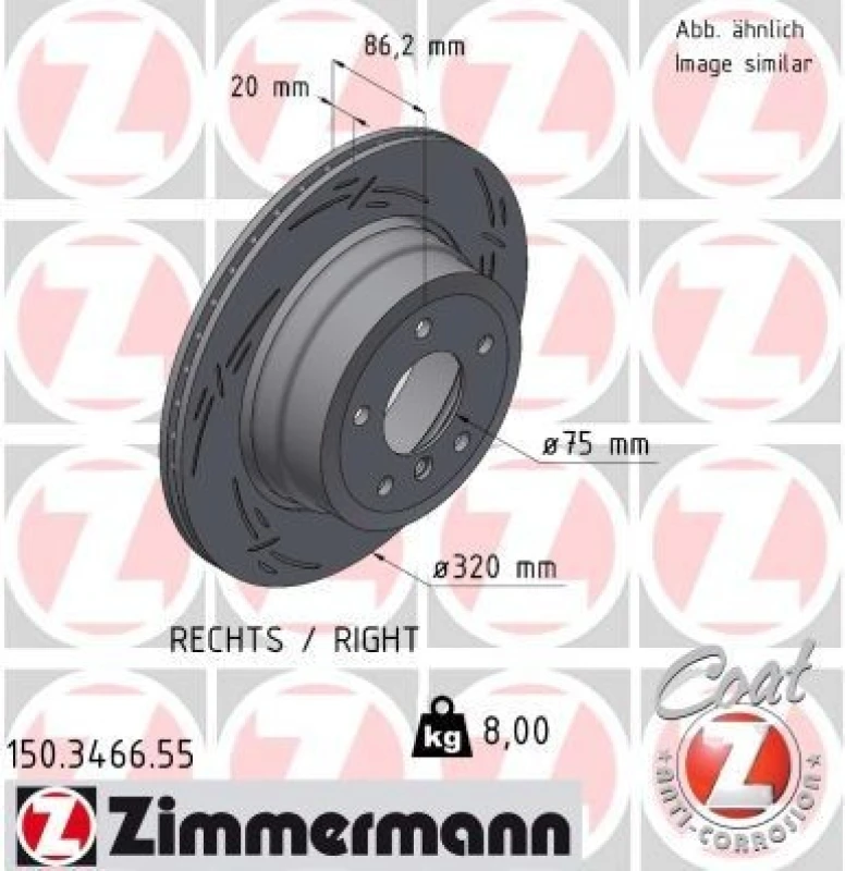 Image of ZIMMERMANN Brake disc ZIMMERMANN 150.3466.55