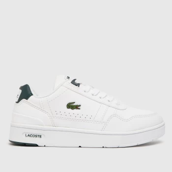 image of Lacoste White & Green T-clip Boys Junior Trainers