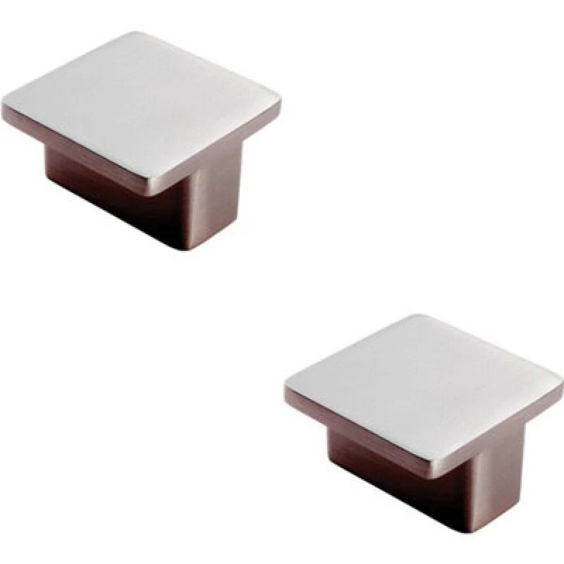 Image of Loops 2x Square T Shape Cupboard Door Knob 38 x 38mm Satin Nickel Cabinet Handle Metallics unisex