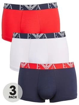 Image of Emporio Armani Bodywear 3 Pack Trunks - White/Red/Navy, Size L, Men