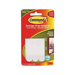 image of Command Medium Picture Hanging Strips White Pack of 6