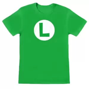 image of Super Mario Mens Luigi Logo T-Shirt (XXL) (Kelly Green)