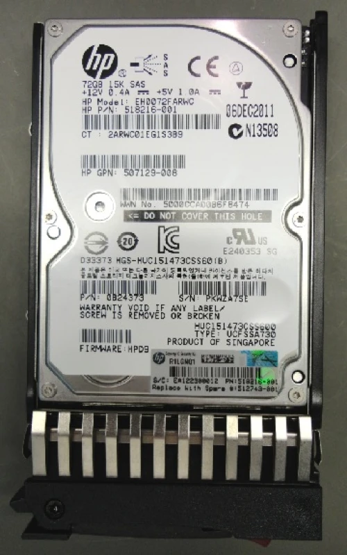 Image of HPE 512743-001 internal hard drive 72 GB 15000 RPM 2.5" SAS