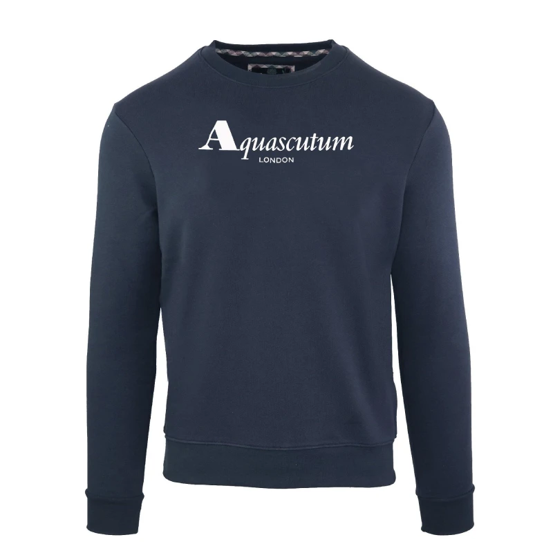 Image of Aquascutum Mens Roundnk Sweat Crew Sweatshirt Navy male Small