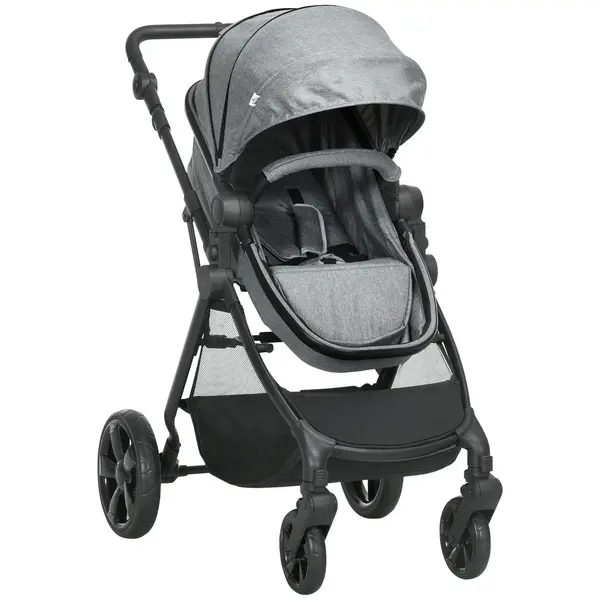 image of Homcom Two-in-one Foldable Pushchair W&#47; Reversible Seat&#44; Sun Canopy Grey